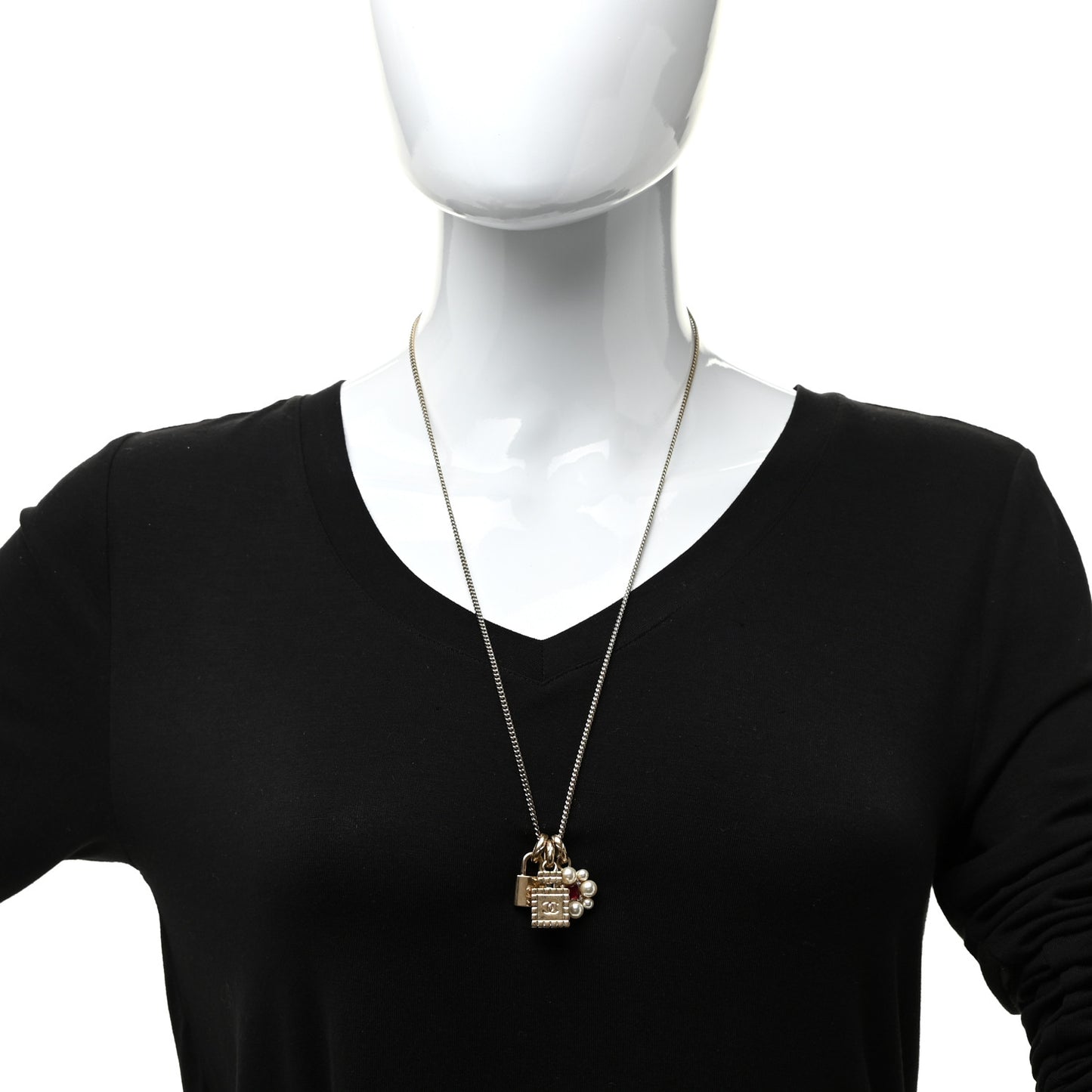 Metal 3 Charms Necklace Gold