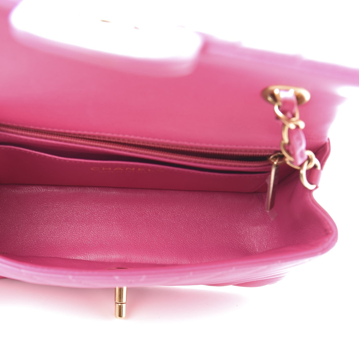 Chanel Lambskin Chevron Quilted Mini Rectangular Flap Fuchsia 5 of 11