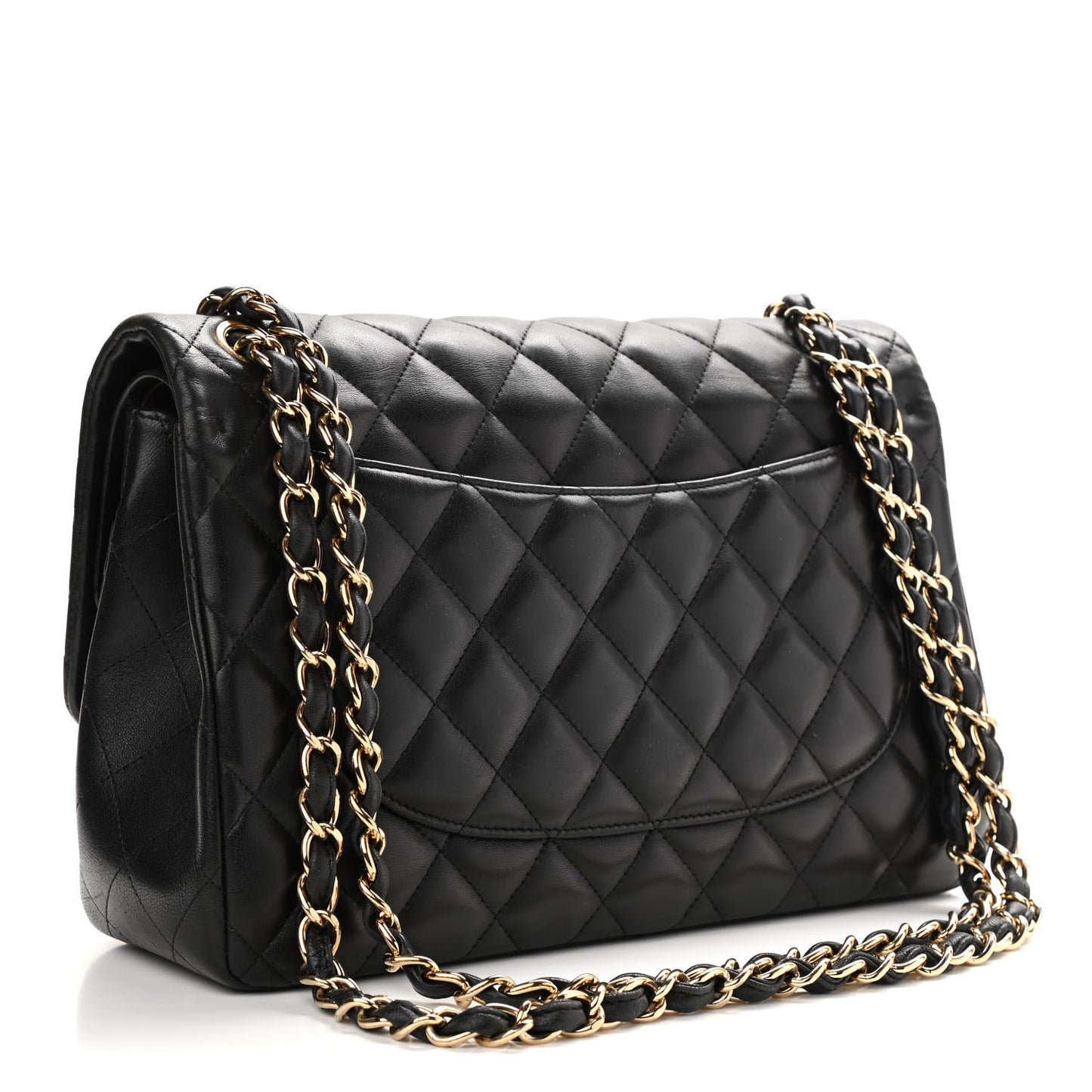 Lambskin Quilted Jumbo Double Flap Black
