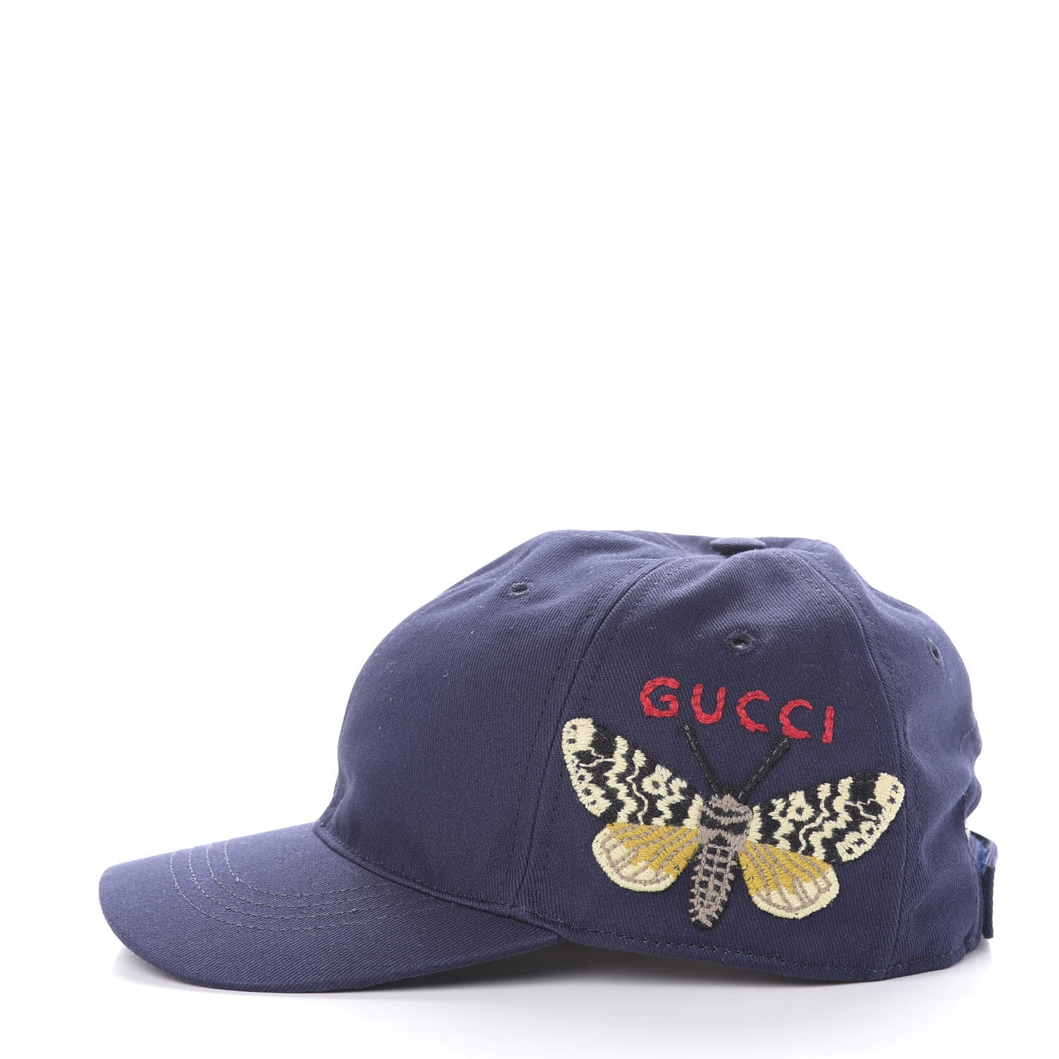 Gucci Cotton Moth Embroidered Baseball Hat 57 Navy 3 of 8