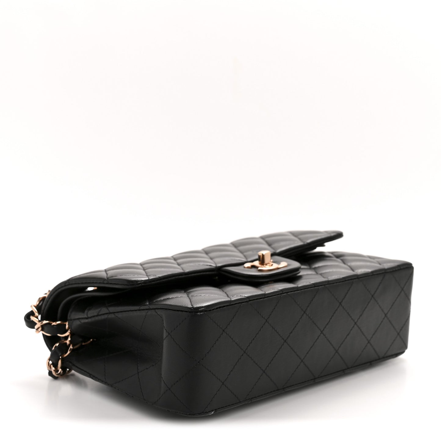 Lambskin Quilted Small Double Flap Black