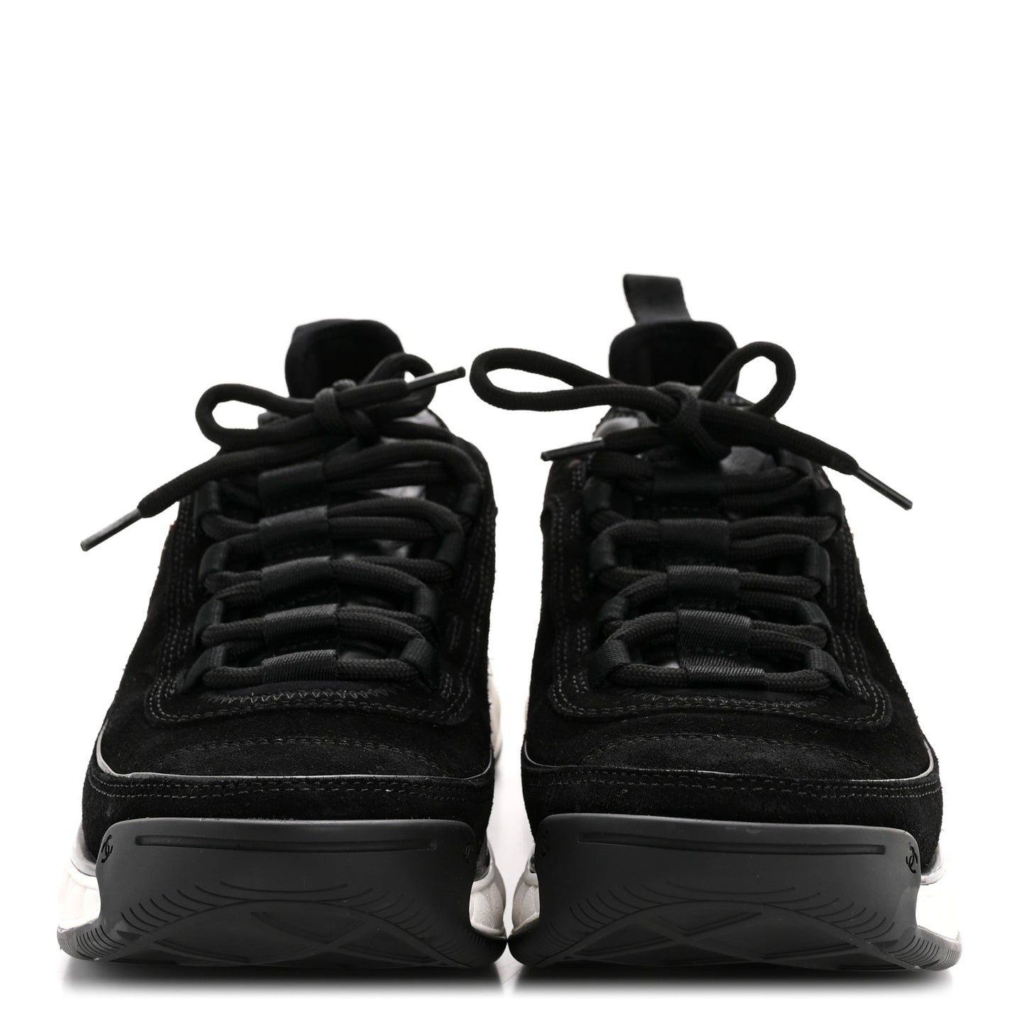 Suede Calfskin Nylon Grosgrain CC Sneakers 38 Black
