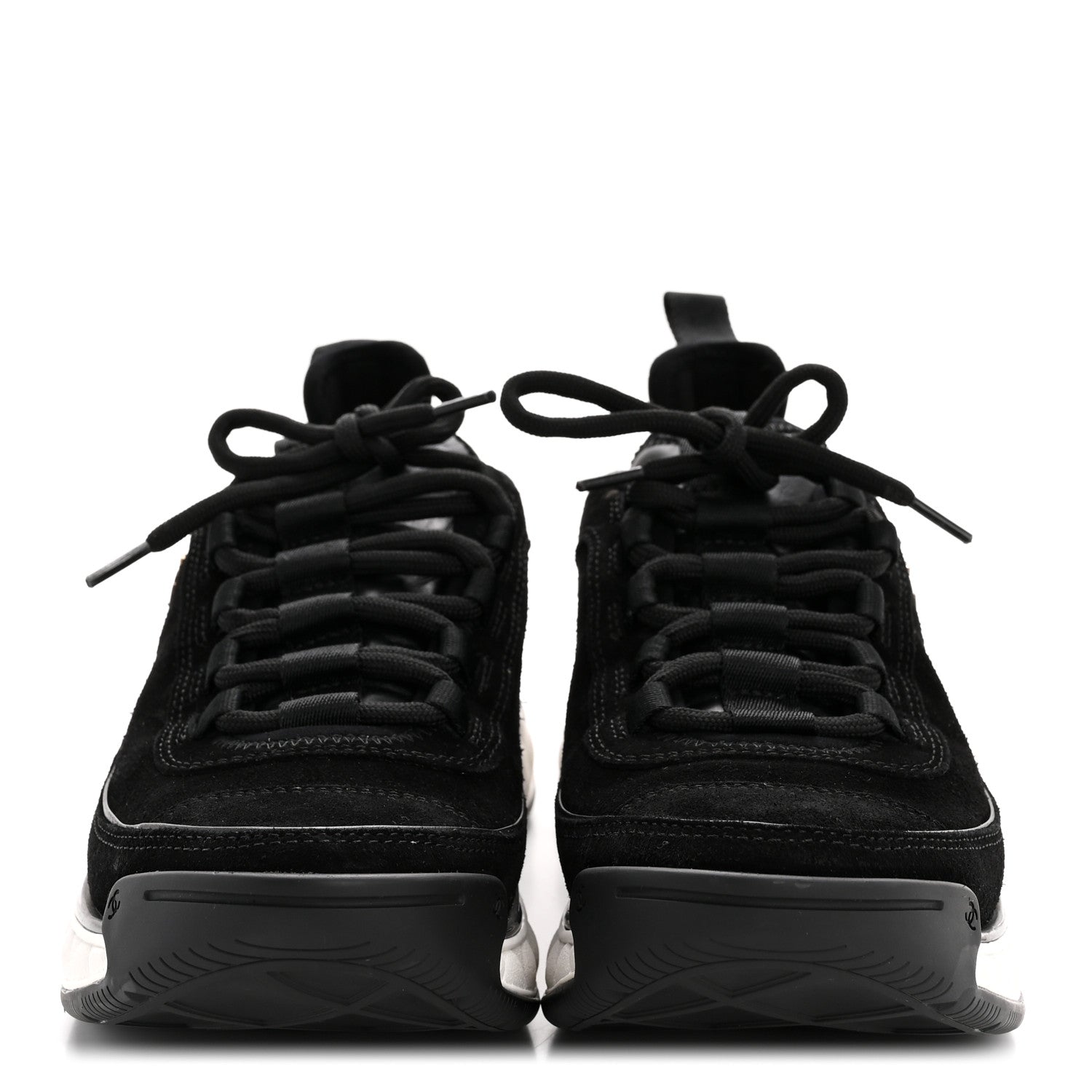 Chanel Suede Calfskin Nylon Grosgrain CC Sneakers 38 Black 3 of 10
