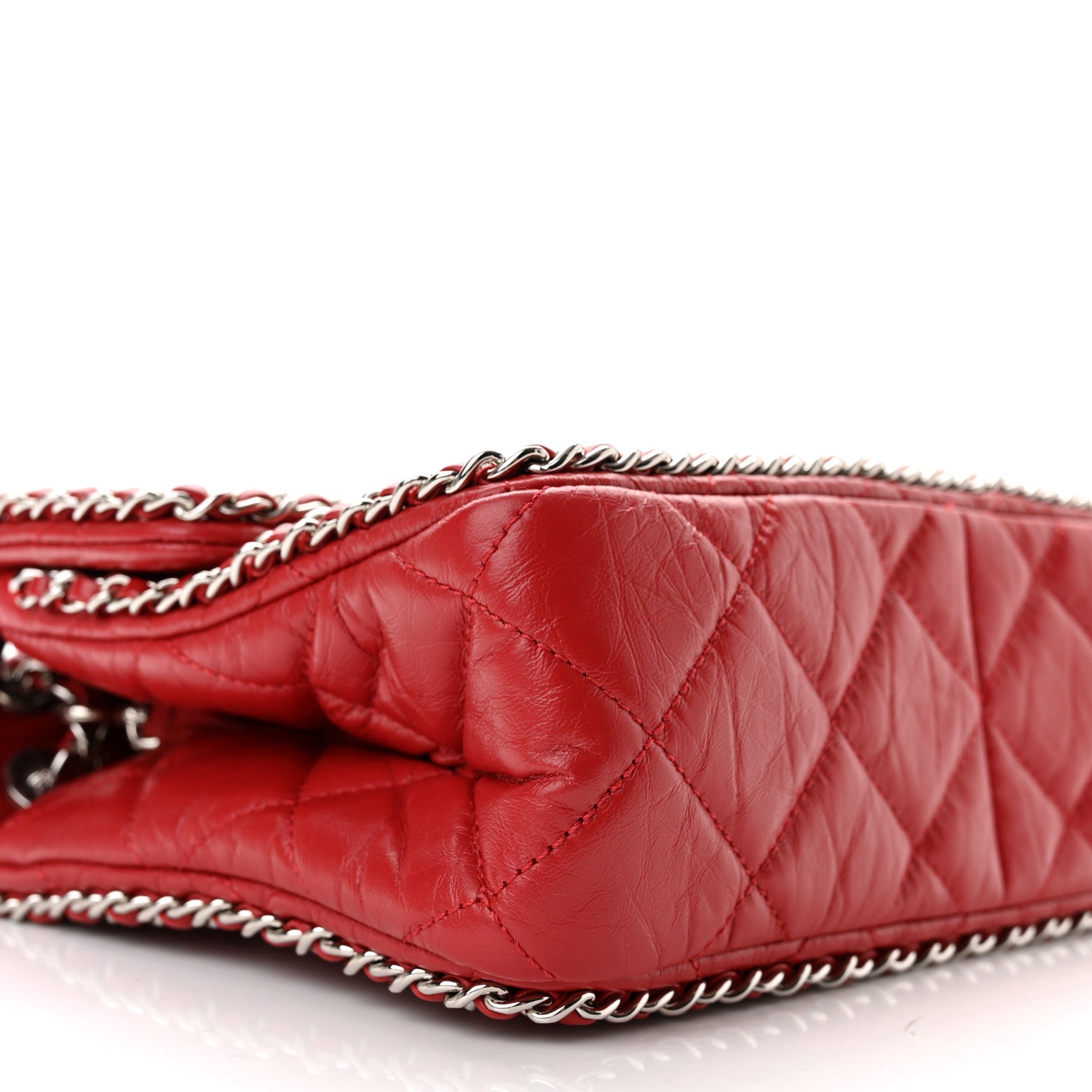 Chanel Crumpled Calfskin Medium Chain All Over Flap Red 9 of 11