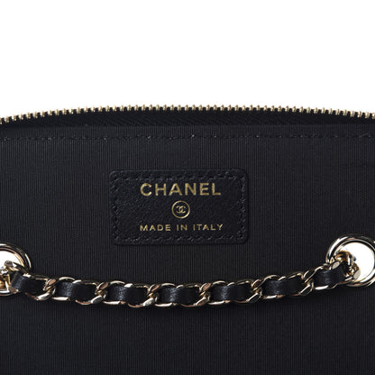 Chanel Raffia Jute Striped Small Vanity Case With Chain Black Beige 8 of 11