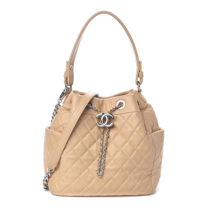 Chanel Lambskin Quilted Small CC Chain Bucket Bag Beige 1 of 14