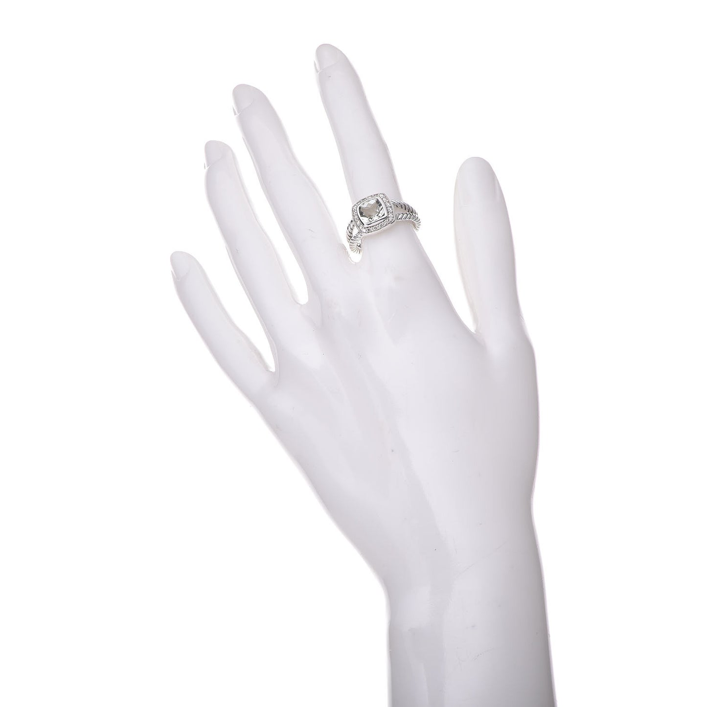Sterling Silver Diamond Prasiolite 7mm Petite Albion Ring 53 6
