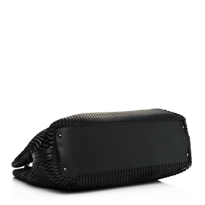 Chanel Calfskin Laser Cut Perforated CC Tote Black 3 of 12