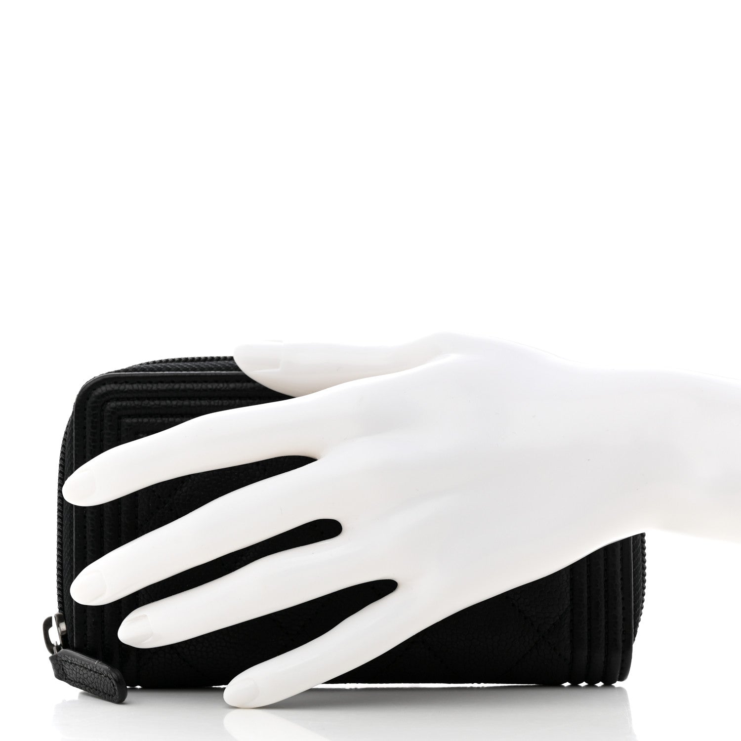 Chanel Caviar Quilted Small Boy Zip Around Wallet Black 2 of 9