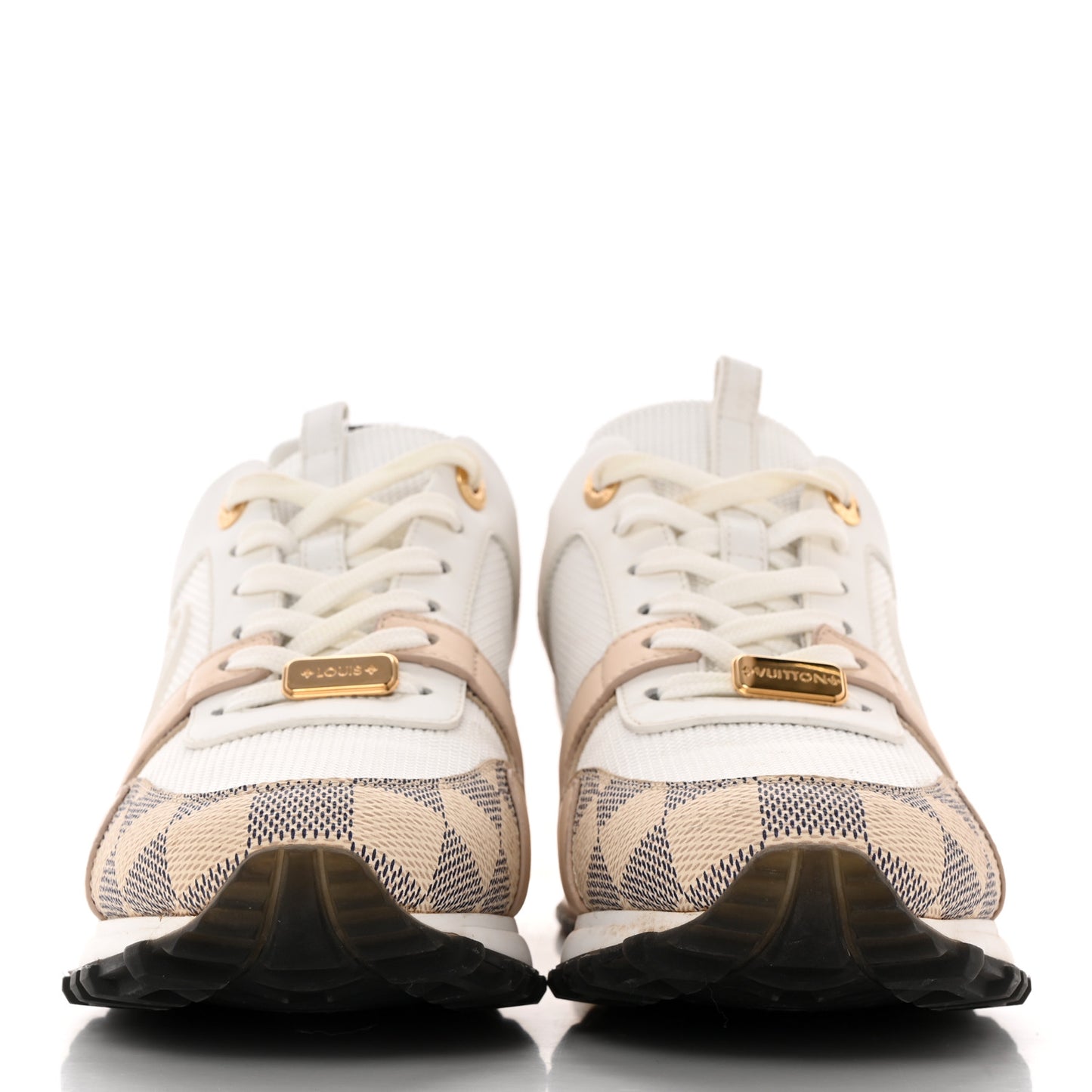 Calfskin Damier Azur Run Away Sneakers 38 White