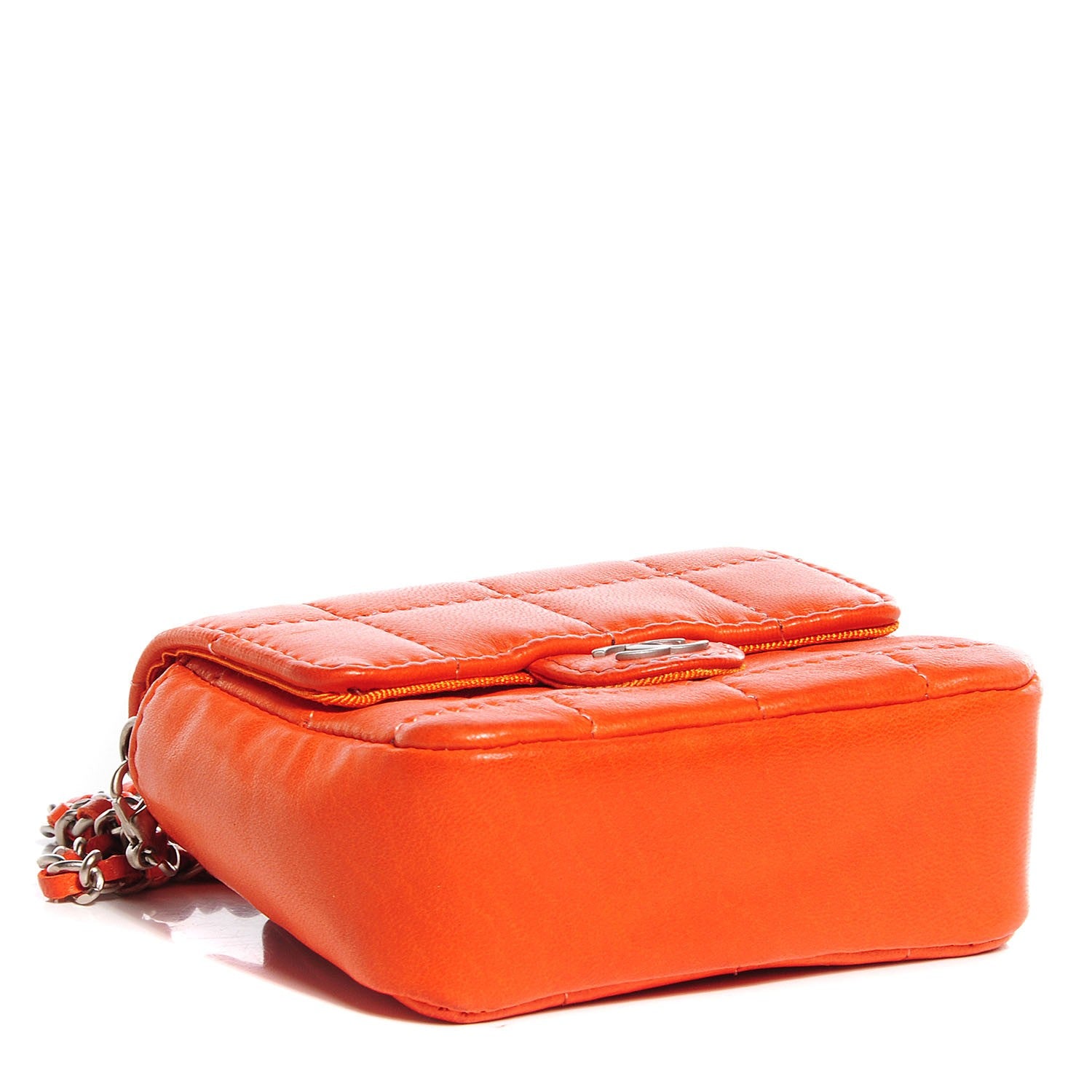 Chanel Lambskin Square Stitched Micro Flap Orange 4 of 10