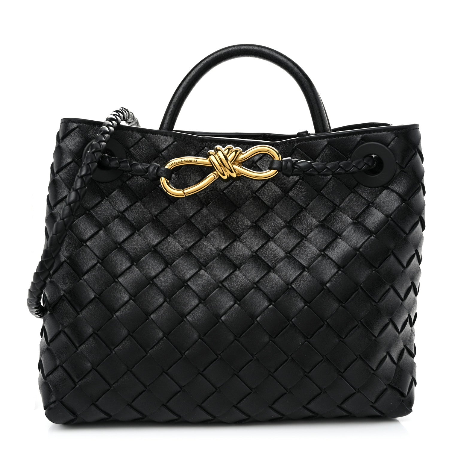 Bottega Veneta Nappa Intrecciato Small Andiamo Shoulder Bag Black 1 of 9