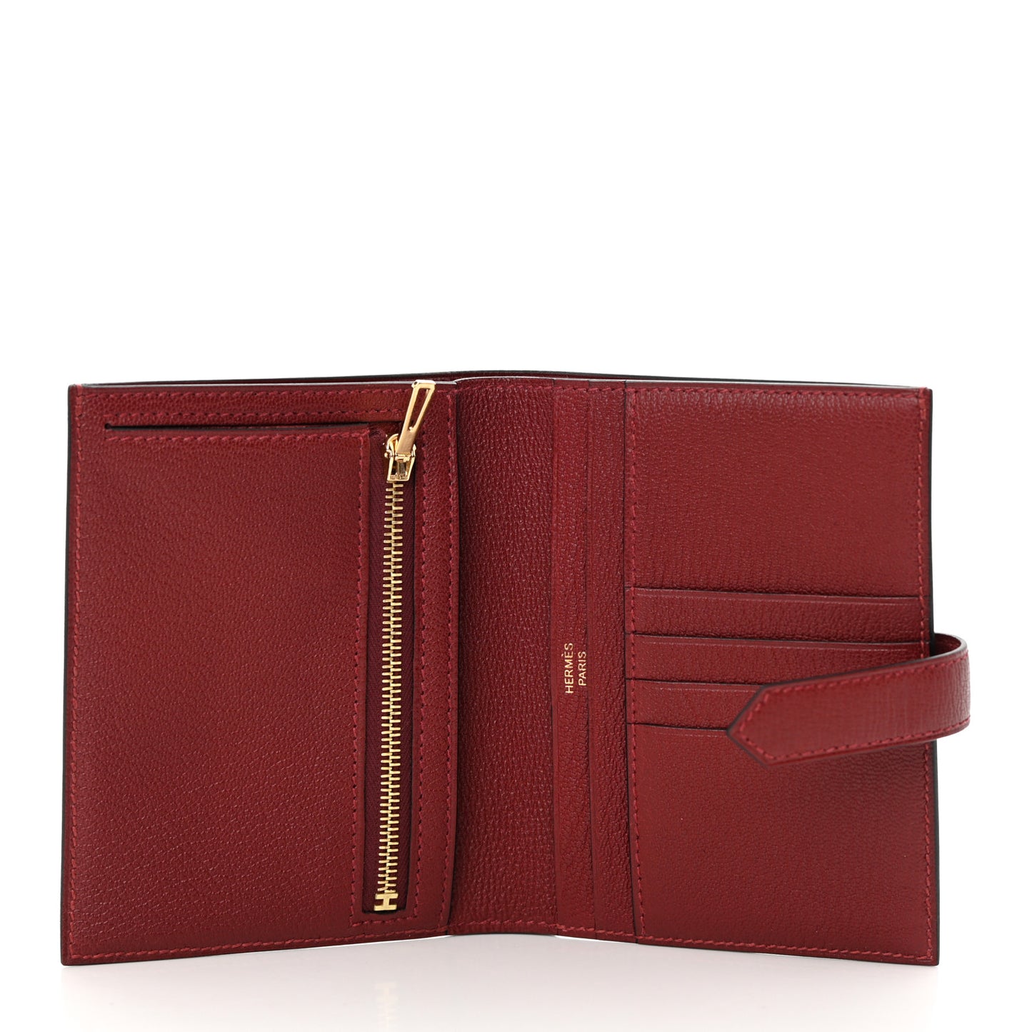 Chevre Mysore Bearn Compact Wallet Rouge H