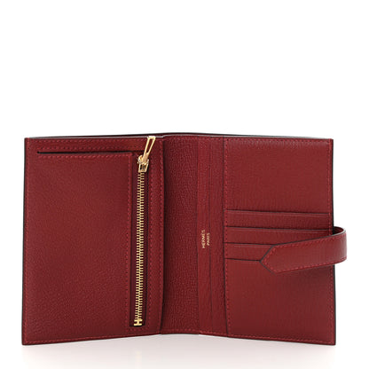Hermes Chevre Mysore Bearn Compact Wallet Rouge H 5 of 9