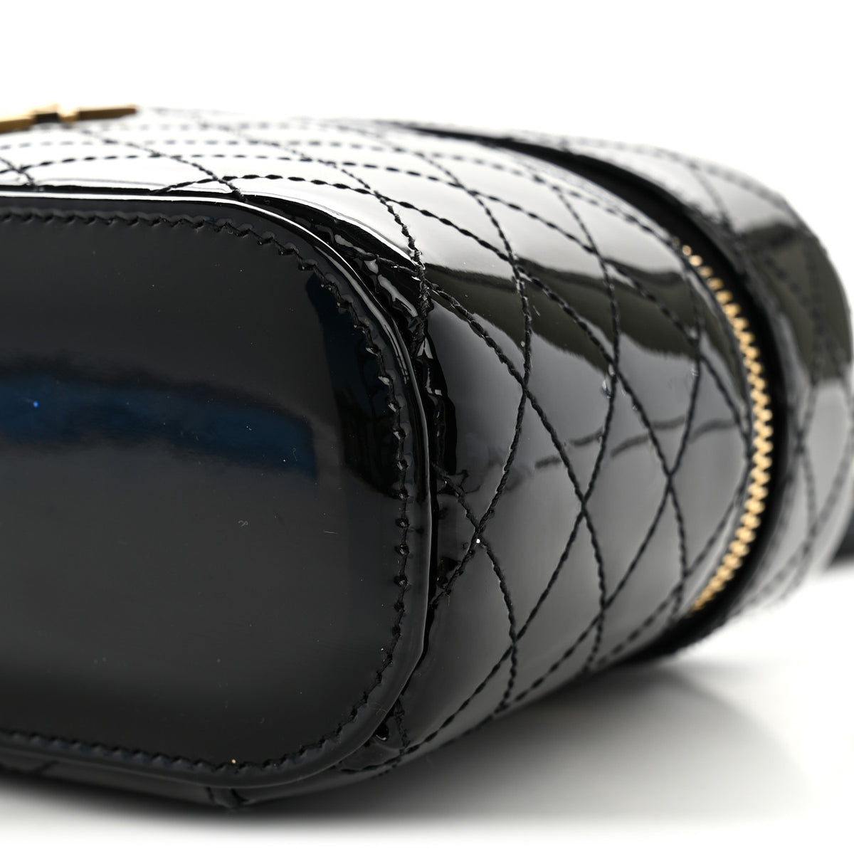 Patent Quilted Gaby Vanity Bag Black