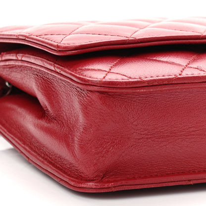 Chanel Lambskin Quilted Wallet On Chain WOC Red 10 of 11