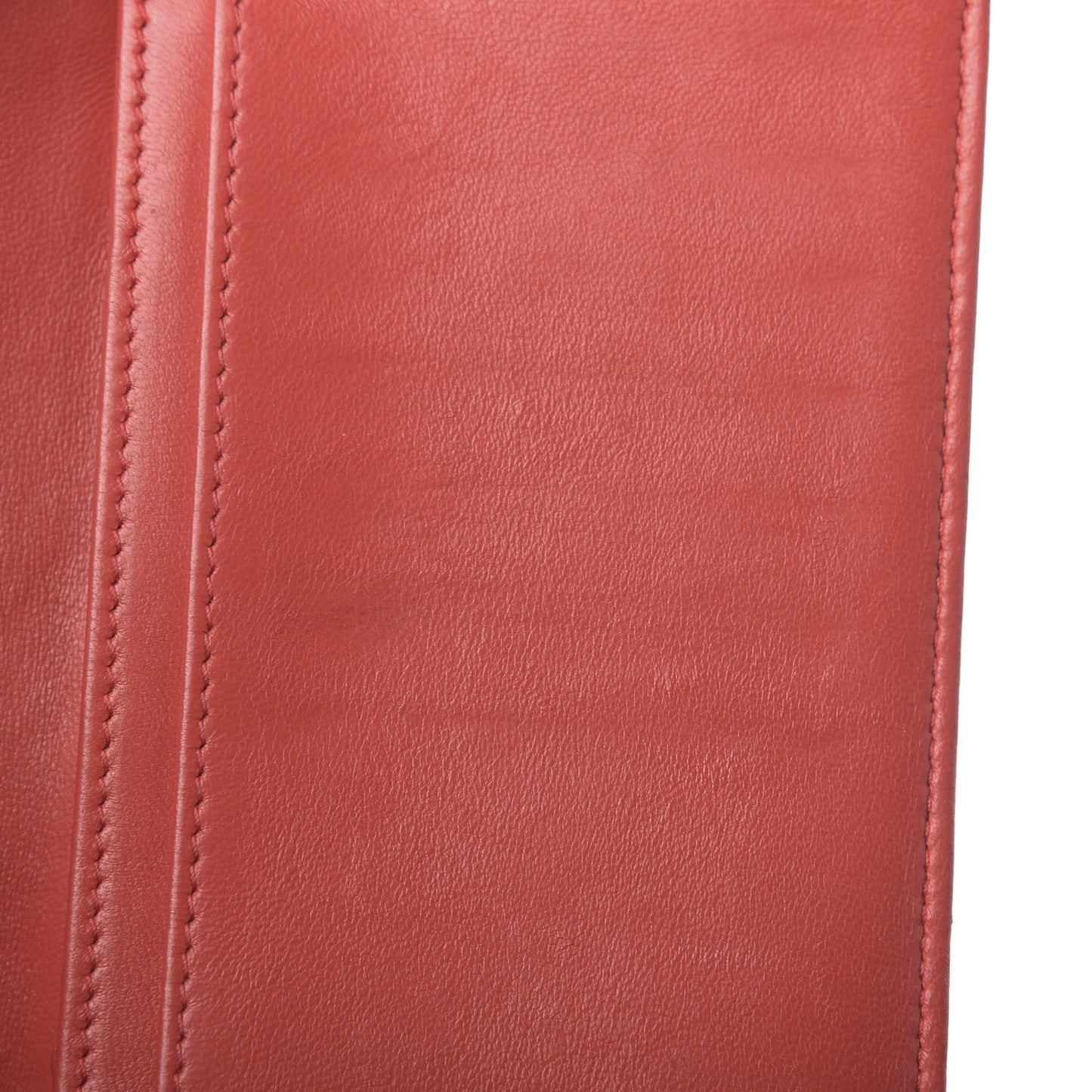 Lambskin Double Stitch Quilted Yen Wallet Red