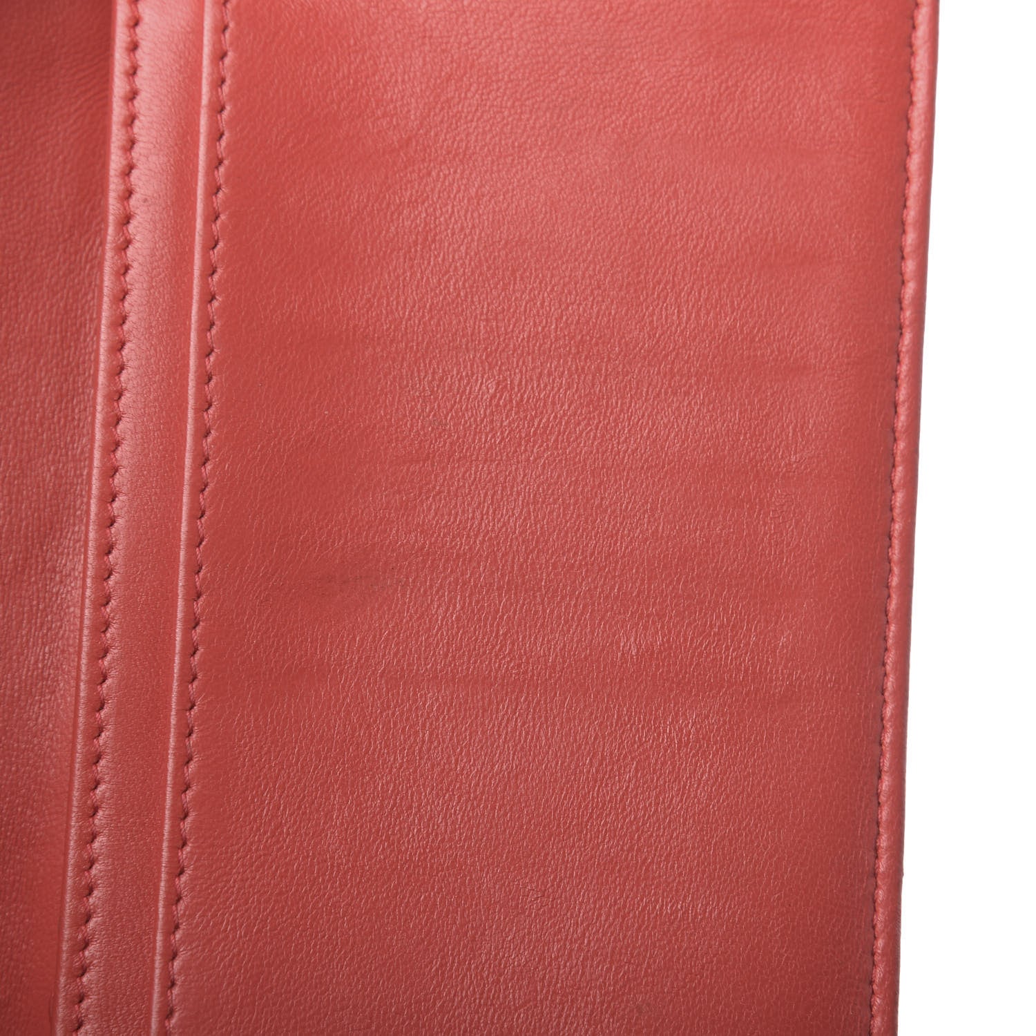 Chanel Lambskin Double Stitch Quilted Yen Wallet Red 12 of 13