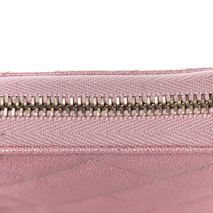 Chanel Iridescent Caviar Quilted Large Zip Around Organizer Wallet Pink 11 of 12