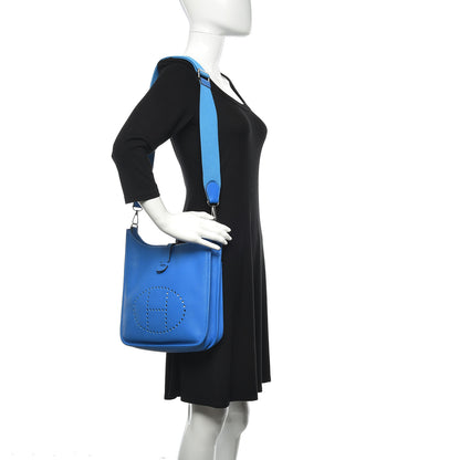Hermes Taurillon Clemence Evelyne III PM Bleu Hydra 2 of 16