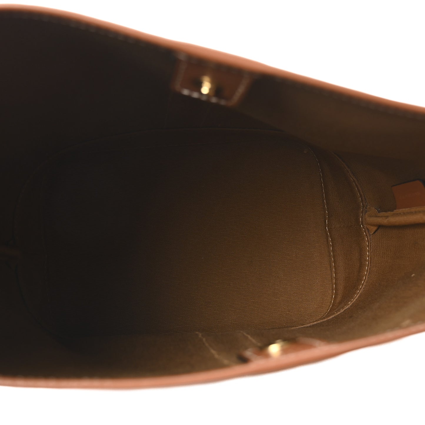 Triomphe Canvas Calfskin Small Bucket Bag Tan
