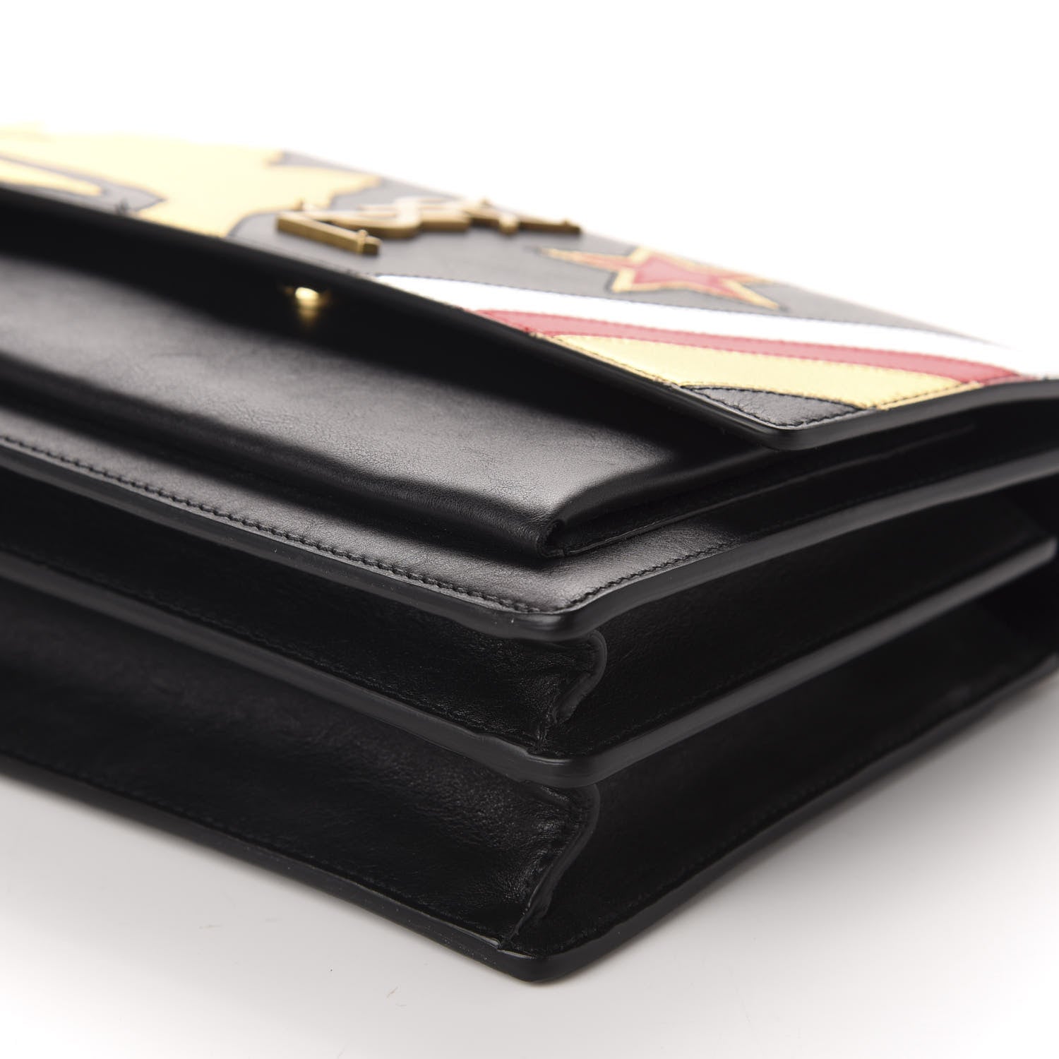 Saint Laurent Grained Calfskin Rock Star Patchwork Medium Monogram Sunset Black 7 of 12