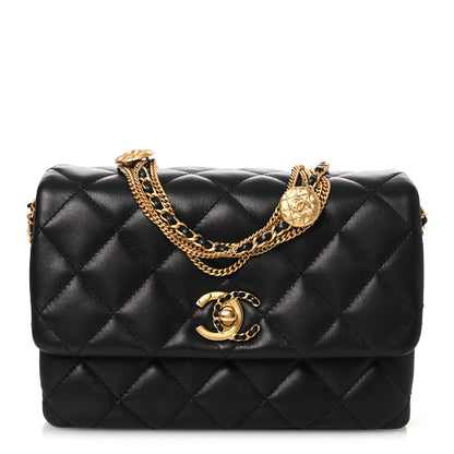 Chanel Lambskin Quilted Mini Medallion Multi Chain Flap Black 1 of 10