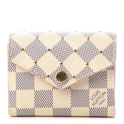 Louis Vuitton Damier Azur Studded Zoe Wallet Rose Ballerine 1 of 7