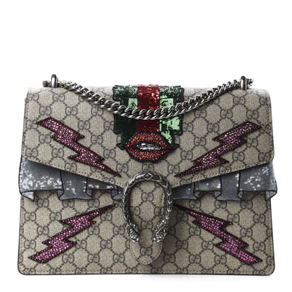 Gucci GG Supreme Monogram Lightning Embroidered Medium Dionysus Shoulder Bag Beige 1 of 10