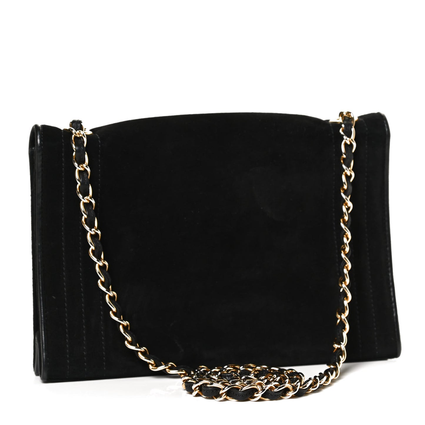 Suede CC Envelope Small Flap Black