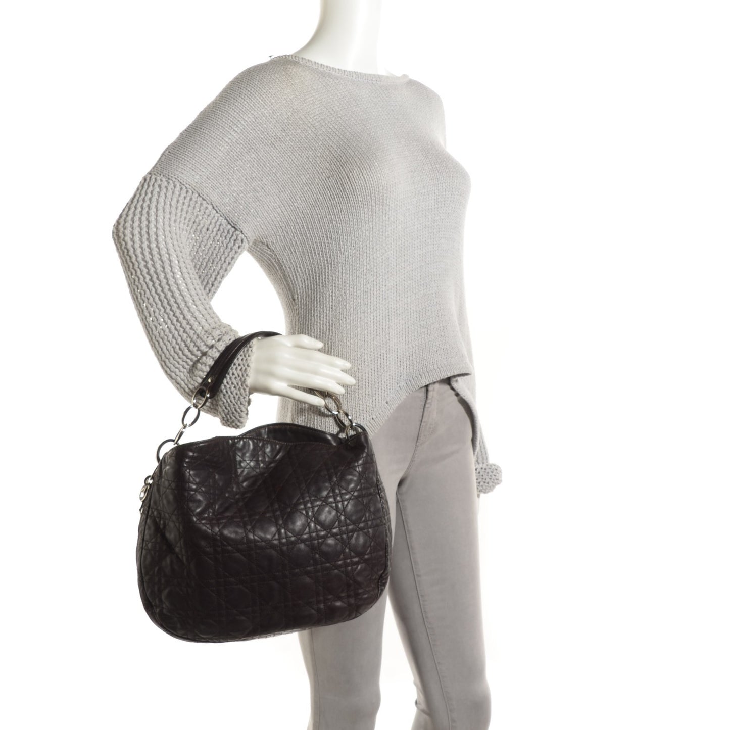 Lambskin Cannage Large Dior Soft Hobo Brown