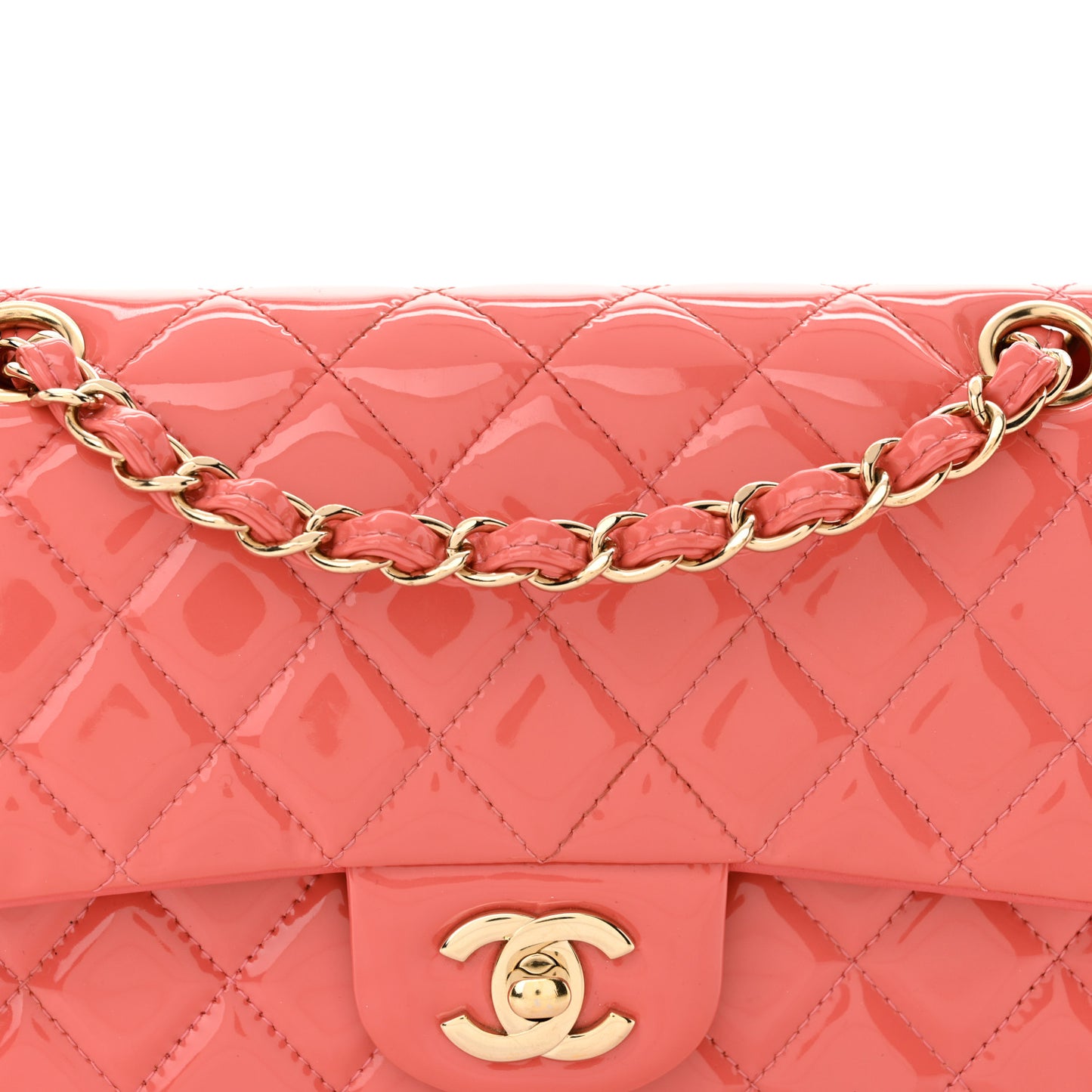 Patent Small Double Flap Pink