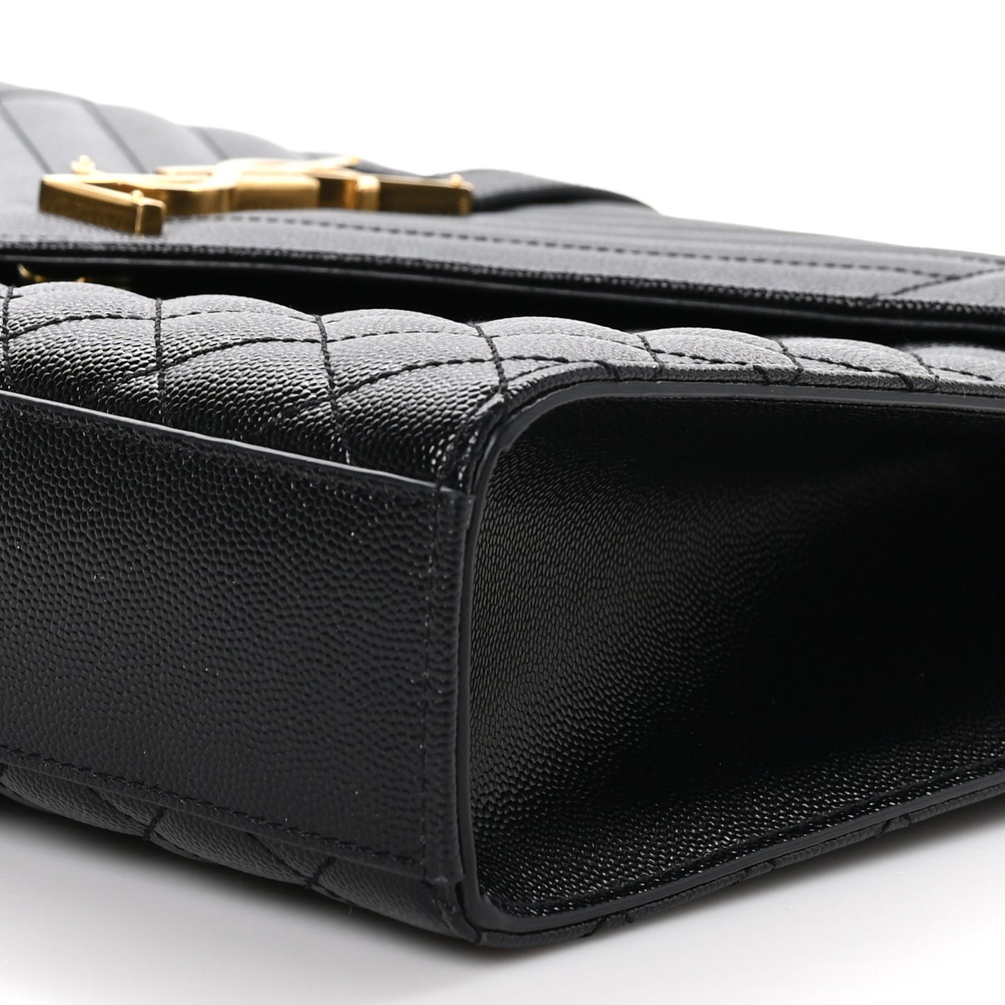 Grain De Poudre Textured Mixed Matelasse Large Triquilt Monogram Satchel Black