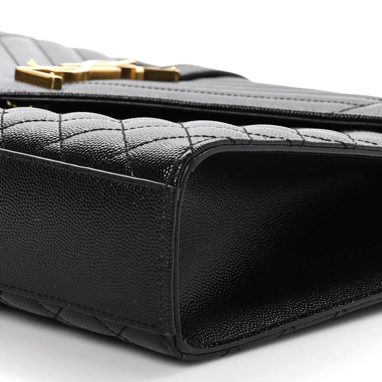 Saint Laurent Grain De Poudre Textured Mixed Matelasse Large Triquilt Monogram Satchel Black 9 of 10