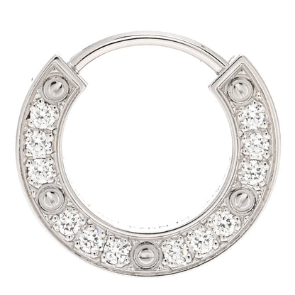 Cartier 18K White Gold Diamond Pave Single LOVE Hoop Earring 1 of 5