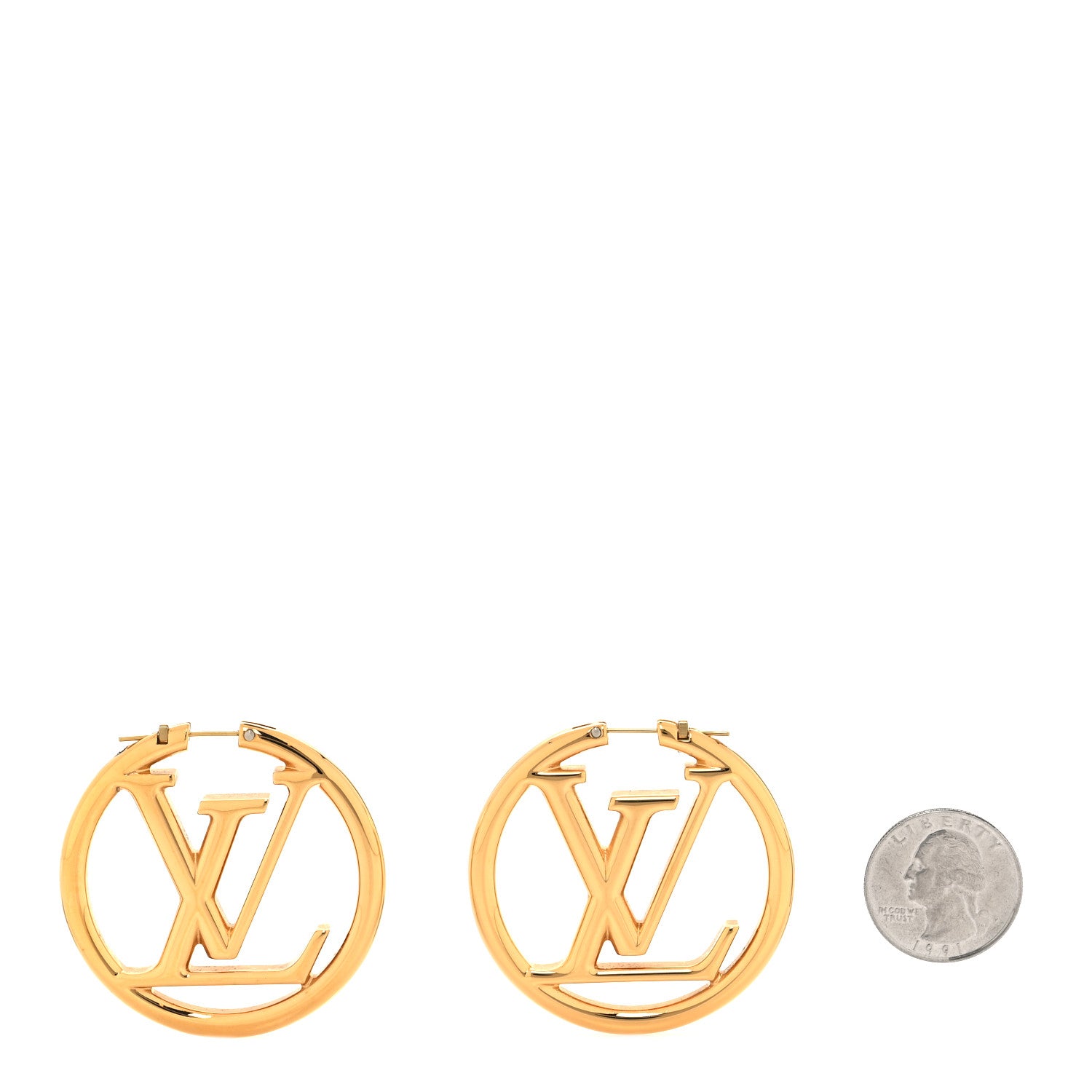 Louis Vuitton Metal Louise Hoop Earrings Gold 2 of 4