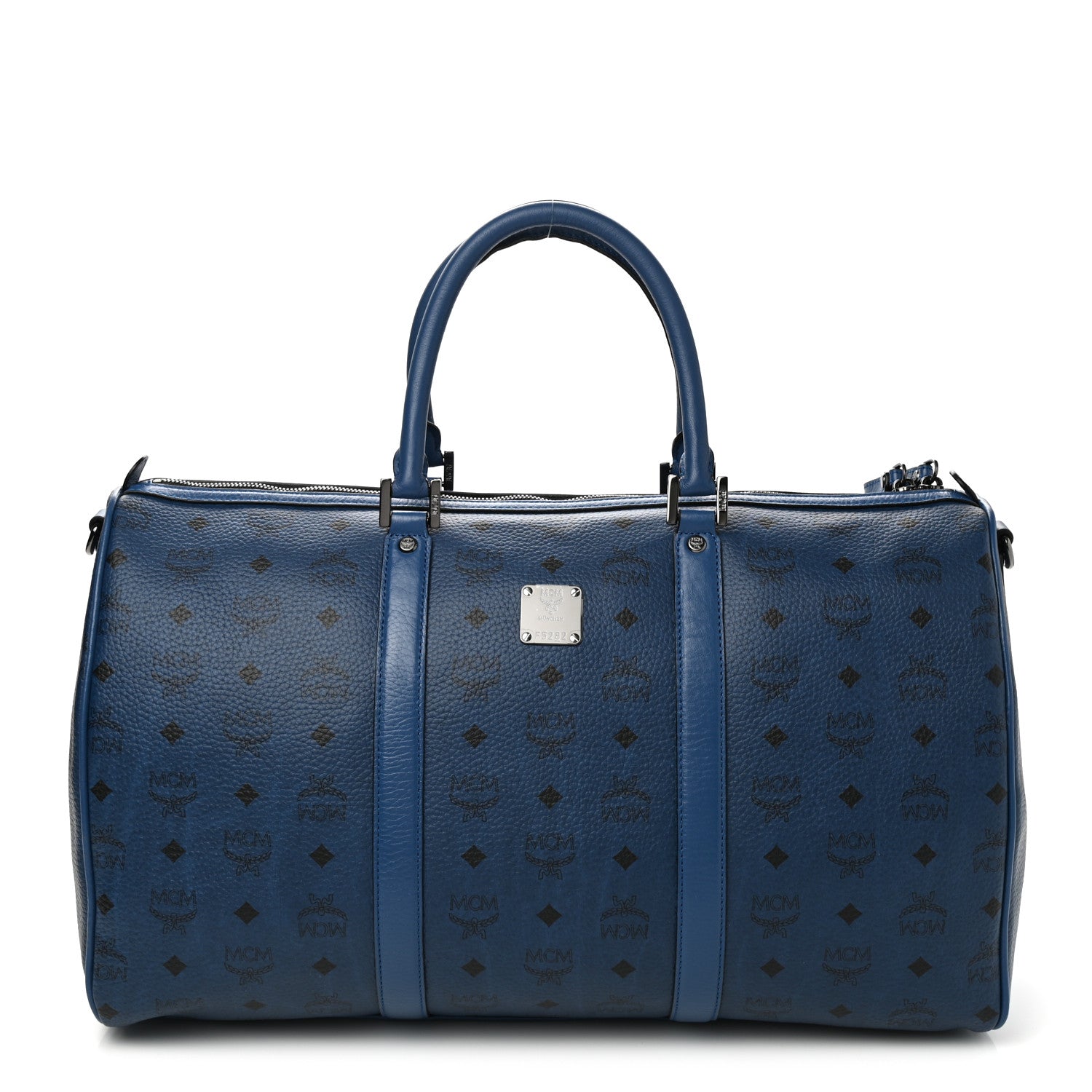 MCM Visetos Medium Traveler Weekender Duffle Bag Navy Blue 1 of 7