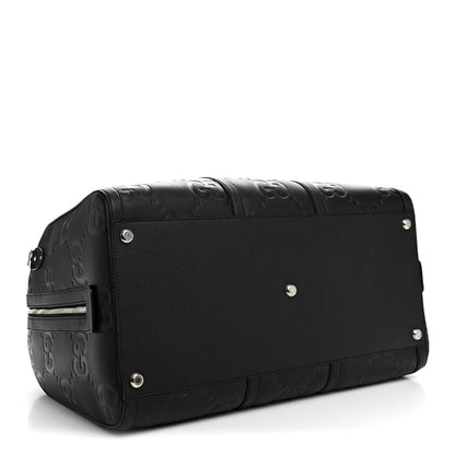 Gucci Piuma Calfskin Jumbo GG Embossed Large Duffle Bag Black 3 of 10