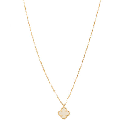Van Cleef & Arpels 18K Yellow Gold Mother of Pearl Sweet Alhambra Pendant Necklace 1 of 6