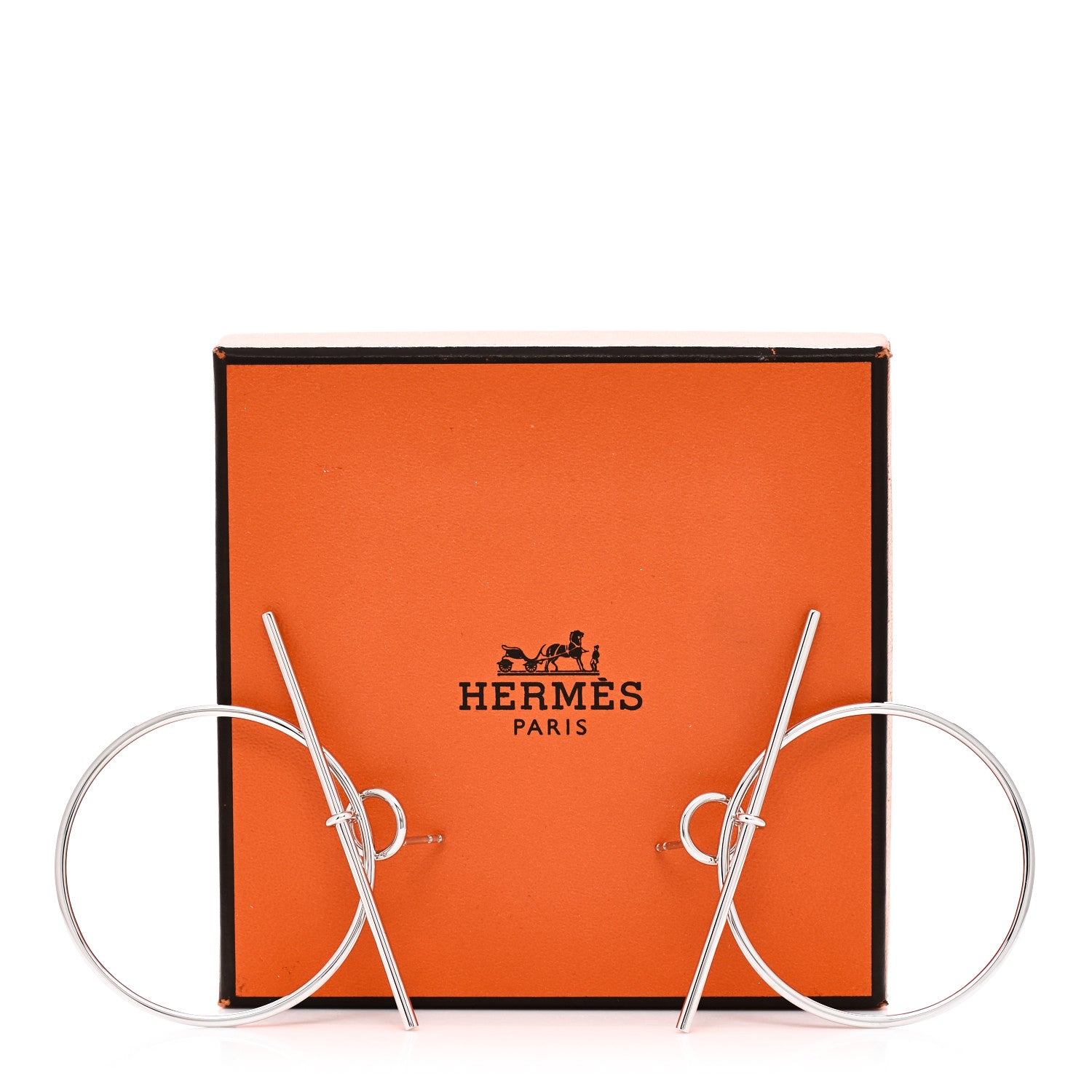 Hermes Sterling Silver MM Loop Earrings 6 of 6