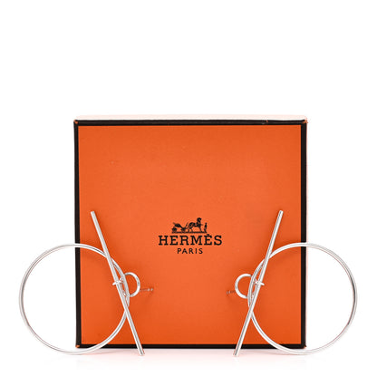 Hermes Sterling Silver MM Loop Earrings 6 of 6