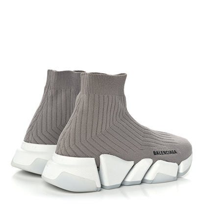 Balenciaga Ribbed Knit Womens Speed 2.0 Transparent Sole Sneakers 36 Baltic Grey White 4 of 9