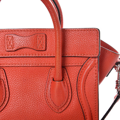 Celine Drummed Calfskin Nano Luggage Vermillion 13 of 16