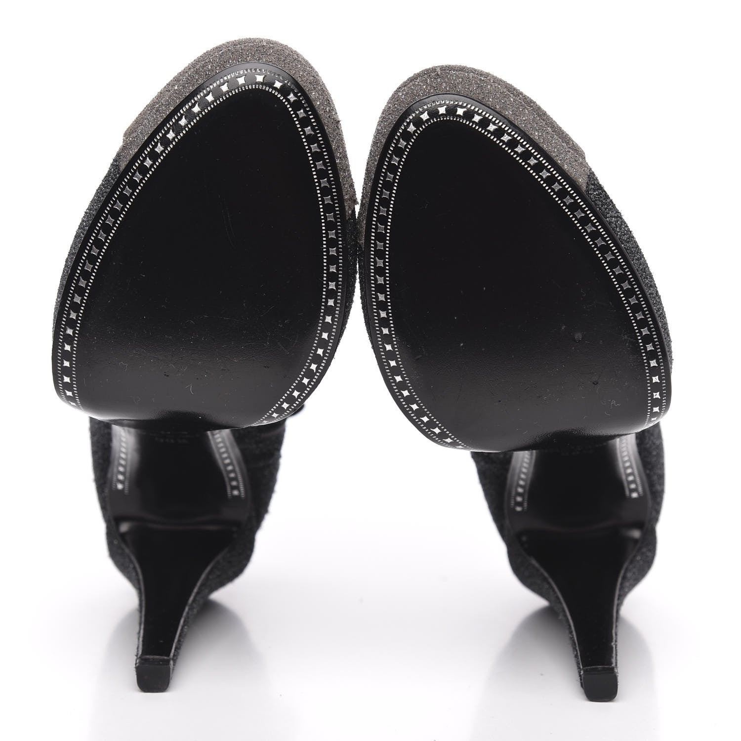 Chanel Glitter Suede Cap Toe Short Boots 38.5 Black Taupe 5 of 9