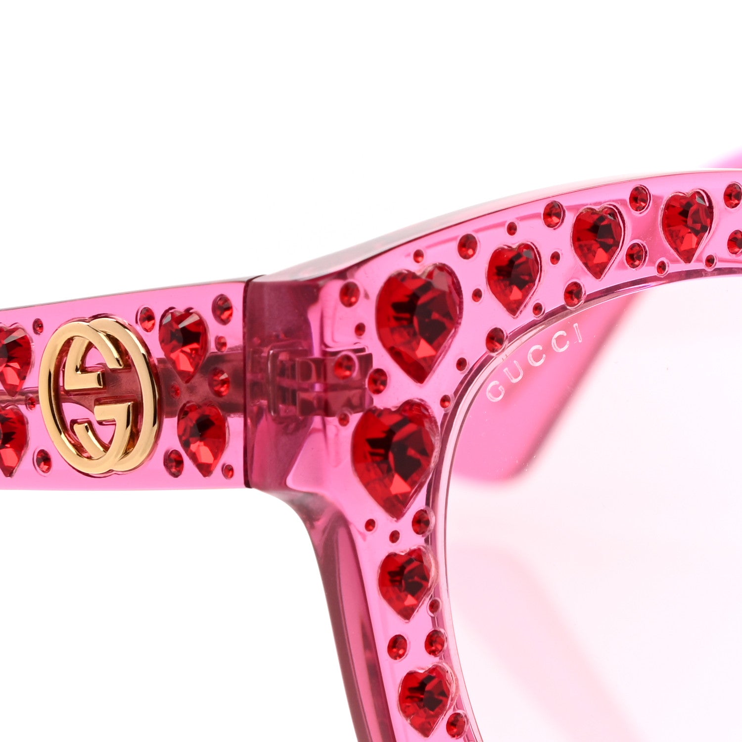 Gucci Acetate Crystal Oversize Sunglasses GG0116S Pink 5 of 8