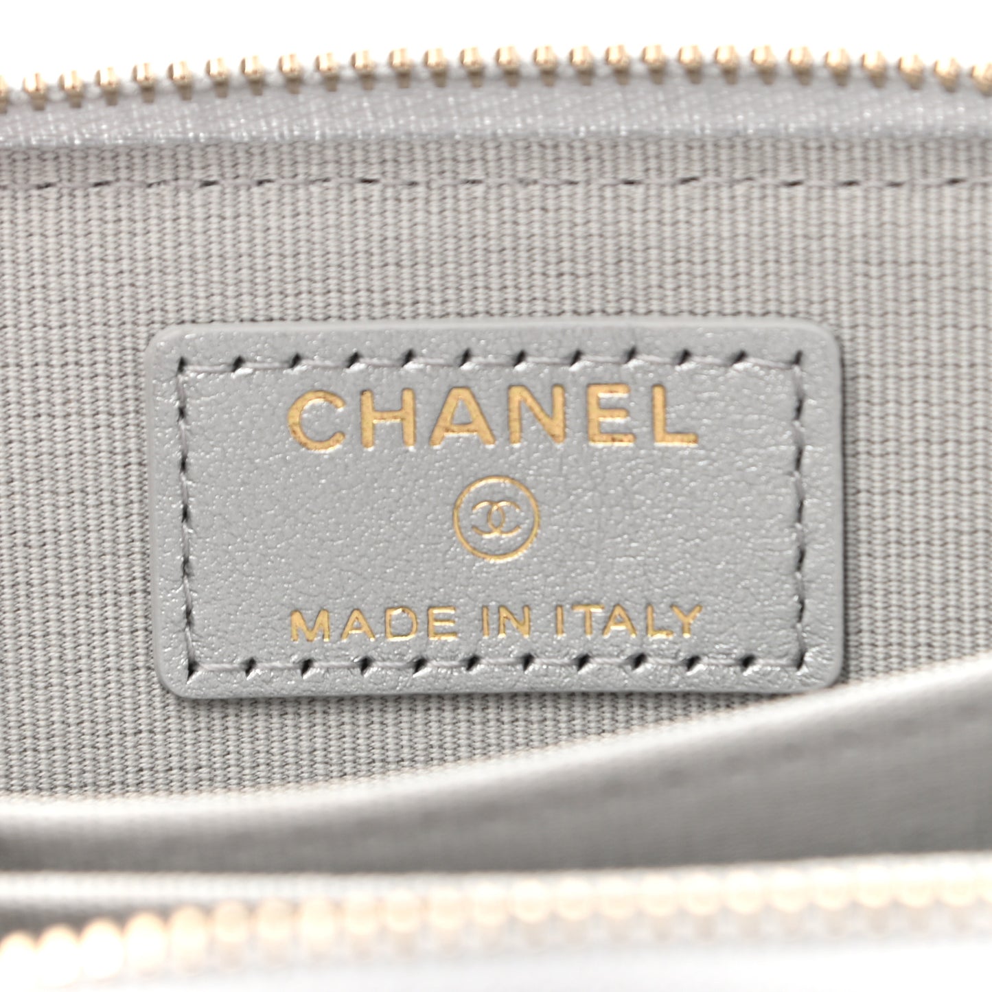 Metallic Lambskin Quilted Chanel 19 Zip Around Coin Purse Wallet Silver