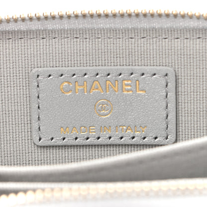 Chanel Metallic Lambskin Quilted Chanel 19 Zip Around Coin Purse Wallet Silver 6 of 8