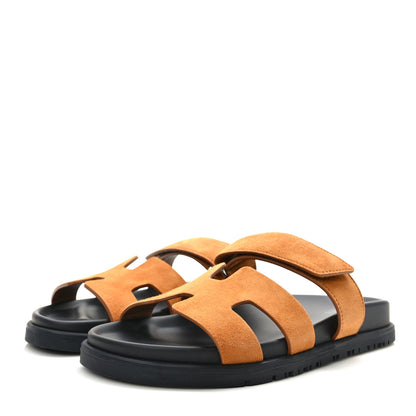 Hermes Suede Goatskin Womens Chypre Sandals 36 Naturel 3 of 7