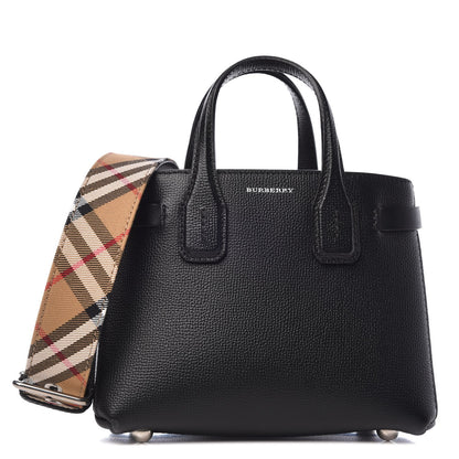 Burberry Grainy Calfskin House Check Baby Banner Tote Black 3 of 19