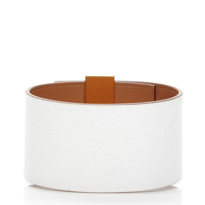 Hermes Epsom Swift Imprevisible Bracelet MM White Gold 4 of 6